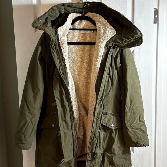 Ricki's Ladies Size XS Olive Green Fleece Vest Hip Length Hooded Winter Coat - Picture 10 of 15